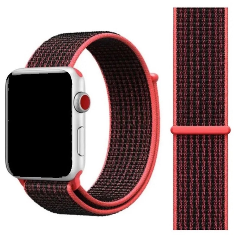 NWOT Apple Bright Crimson / Black Nike Sport Loop Watch Band 42MM 44MM 45MM